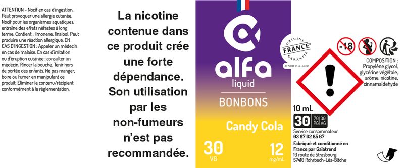 étiquette Candy Cola Alfaliquid